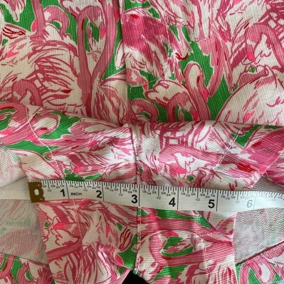 Lilly Pulitzer The Walsh Prep Green Pink Colony short size 0 flamingo resort EUC - Picture 9 of 16